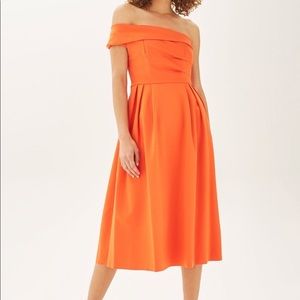 Topshop one shoulder orange dress